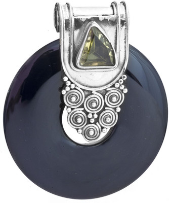 Exotic India Donut Onyx Sterling Silver Pendant