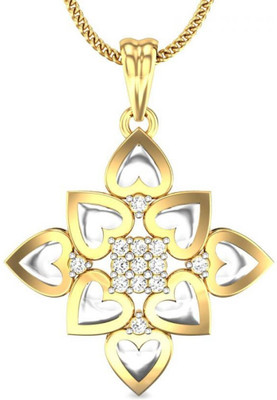 Candere Little Hearts Rhodium Plated 18K Diamond Yellow Gold Pendant