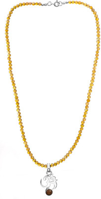 Exotic India Om AUM Carnelian Sterling Silver Pendant