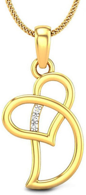 19% OFF on Candere D Love Rhodium Plated 18K Diamond Yellow Gold Pendant