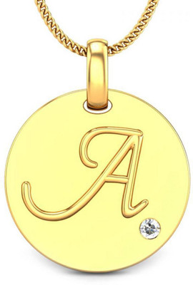 Candere Initials A Aesthetic Embossed 18K Diamond Yellow Gold Pendant