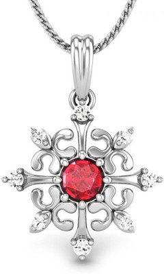 Candere Victory 14K Ruby, Diamond White Gold Pendant