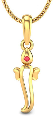 20% OFF on Candere Initial I Vakratunda 14K Ruby Yellow Gold Pendant