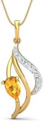 KuberBox Chivalric 14K Diamond, Citrine Gold Pendant