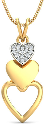 KuberBox Layered Heart Rhodium, 14K Yellow Gold Plated 14K Diamond Gold Pendant KuberBox Layered Heart Rhodium, 14K Yellow Gold Plated 14K Diamond Gold Pendant