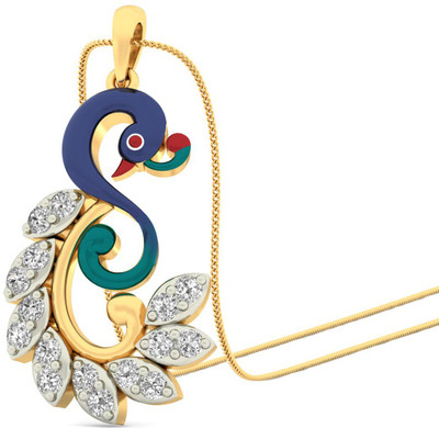 WearYourShine by PCJ The Mayil Yellow Gold Plated 18K Diamond Gold Pendant