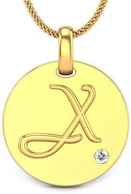 Candere Initials X Aesthetic Embossed 18K Diamond Yellow Gold Pendant