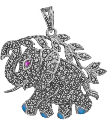 Exotic India Elephant with Marcasite Sterling Silver Pendant