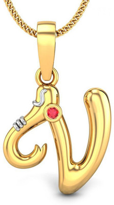19% OFF on Candere Initial V Vakratunda 18K Ruby Yellow Gold Pendant
