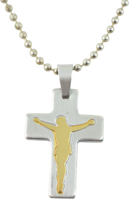 73% OFF on Diovanni Jesus Cross Christian Jewelry Holy Cross for Men made in Stainless Steel Base Metal 24K Yellow Gold Plated Stainless Steel Pendant