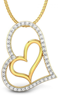 Candere Molly Rhodium Plated 14K Diamond Yellow Gold Pendant