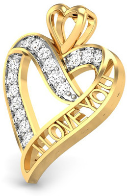 20% OFF on Candere I Love You Diamond Rhodium Plated 14K Yellow Gold Pendant