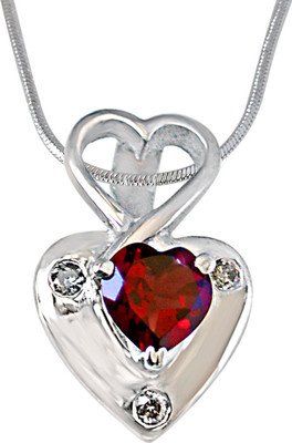 19% OFF on Surat Diamond Diamond, Garnet Sterling Silver Pendant