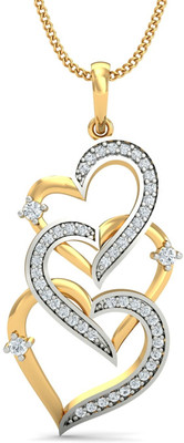 25% OFF on KuberBox Cascaded Heart 14K Yellow Gold Plated Diamond Gold Pendant