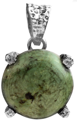 Exotic India Round-Shape Turquoise Sterling Silver Pendant