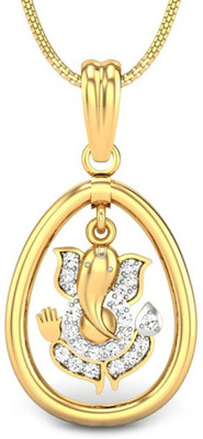Candere Avaneesh Rhodium Plated Diamond Yellow Gold Pendant