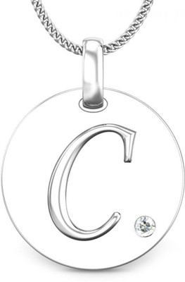 Candere Initials C Aesthetic Embossed 18K Diamond White Gold Pendant