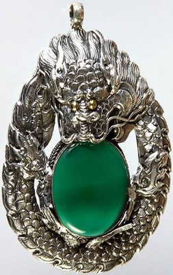 Exotic India Green Onyx Onyx Sterling Silver Pendant