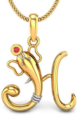 19% OFF on Candere Initial H Vakratunda 18K Ruby Yellow Gold Pendant