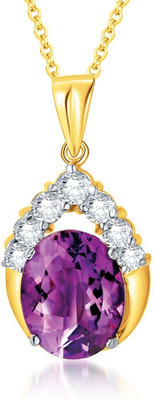 20% OFF on Aamanat Beautiful Purple Stone 18K Yellow Gold Plated Swarovski Crystal Sterling Silver Pendant