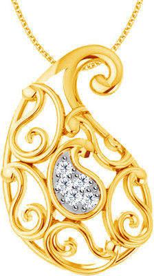 40% OFF on Jacknjewel Artistic Feather 14K Yellow Gold Plated 14K Diamond Gold Pendant