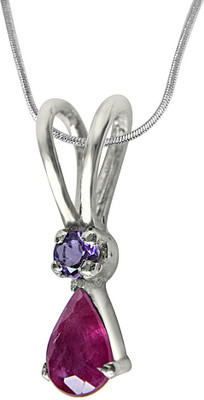 28% OFF on Surat Diamond Ruby, Amethyst Sterling Silver Pendant