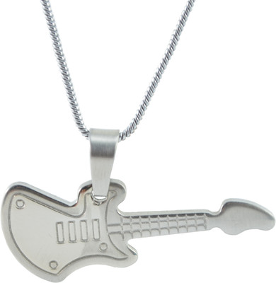 70% OFF on Diovanni Engraved Guitar Beats Engraved Designer Necklace For Women in Stainless Steel Silver Plated Stainless Steel Pendant