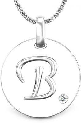 Candere Initials B Aesthetic Embossed 18K Diamond White Gold Pendant