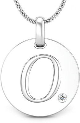 Candere Initials O Aesthetic Embossed 18K Diamond White Gold Pendant