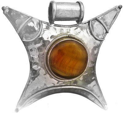 Exotic India Tiger Eye Large Sterling Silver Pendant