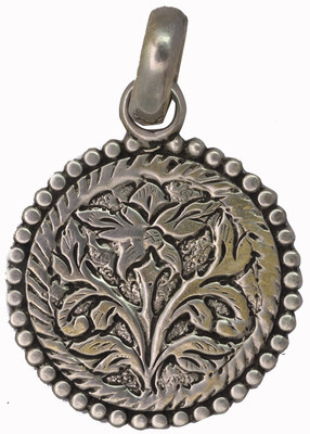 Exotic India Carved Flower Sterling Silver Pendant