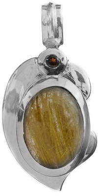 Exotic India Faceted Quartz, Garnet Sterling Silver Pendant Exotic India Faceted Quartz, Garnet Sterling Silver Pendant