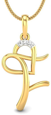 19% OFF on Candere F Love Rhodium Plated 14K Diamond Yellow Gold Pendant