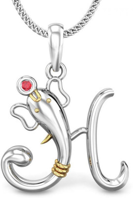 19% OFF on Candere Initial H Vakratunda 18K Ruby White Gold Pendant