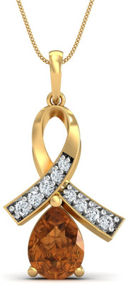 KuberBox Attach? 14K Diamond, Citrine Gold Pendant