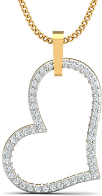 KuberBox Bold Love Rhodium, 18K Yellow Gold Plated Diamond Gold Pendant