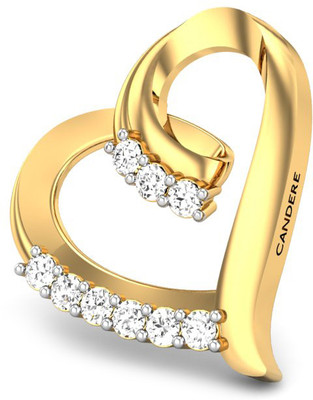 19% OFF on Candere Carol Diamond Heart Rhodium Plated 14K Yellow Gold Pendant