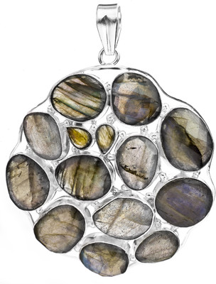 Exotic India Faceted Labradorite Pot Pourri Sterling Silver Pendant