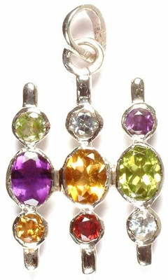 Exotic India Fine Cut Gemstone Sterling Silver Pendant