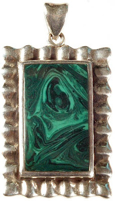 Exotic India Designer Malachite Sterling Silver Pendant