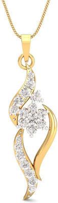 KuberBox Flowery Finish Diamond Yellow Gold Pendant KuberBox Flowery Finish Diamond Yellow Gold Pendant