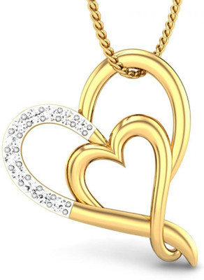 Candere Ishika Rhodium Plated 18K Diamond Yellow Gold Pendant