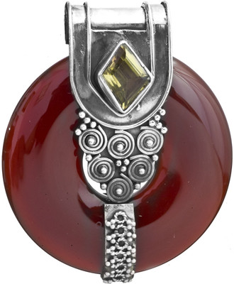 Exotic India Donut Carnelian Sterling Silver Pendant