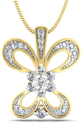 25% OFF on KuberBox Adorned Butterfly 18K Diamond Yellow Gold Pendant