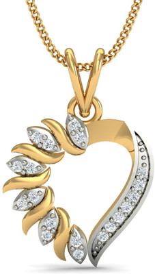 9% OFF on KuberBox Loving Heart 18K Yellow Gold Plated Diamond Gold Pendant