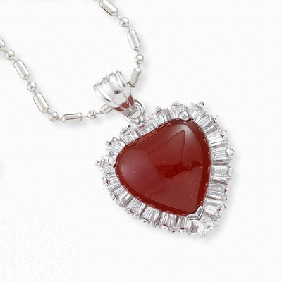 22% OFF on Aapno Rajasthan Red Agate Heart Silver Pendant Silver Pendant