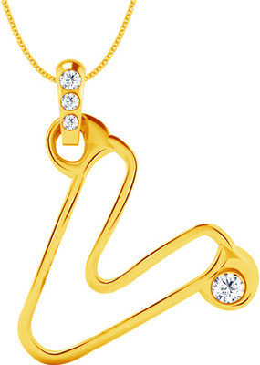 40% OFF on Jacknjewel Feather Touch V 14K Yellow Gold Plated Diamond Gold Pendant