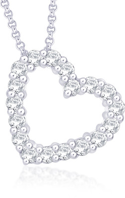 10% OFF on Peora Tilted Heart Rhodium Plated Sterling Silver Pendant