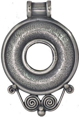 Exotic India Handcrafted Donut with Spiral Sterling Silver Pendant