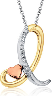 59% OFF on Aamanat Initial I 18K Yellow Gold Plated Swarovski Crystal Sterling Silver Pendant
